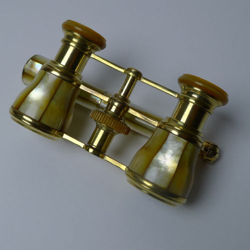 PAIR FRENCH GOLDEN MOTHER OF PEARL OPERA GLASSES C1900 - ADDITIONAL PHOTO 6