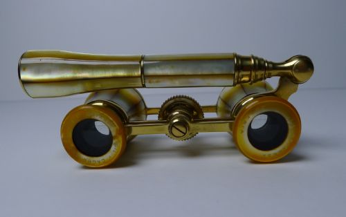 PAIR FRENCH GOLDEN MOTHER OF PEARL OPERA GLASSES C1900 - ADDITIONAL PHOTO 7