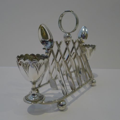 fig 1. Rare Novelty Cricket Two Egg Cruet / Toast Rack - 1872
