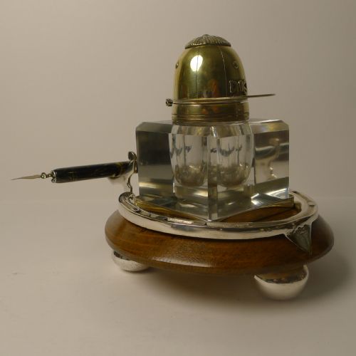 EQUESTRIAN JOCKEY CAP INKSTAND INKWELL C1890 - ADDITIONAL PHOTO 2