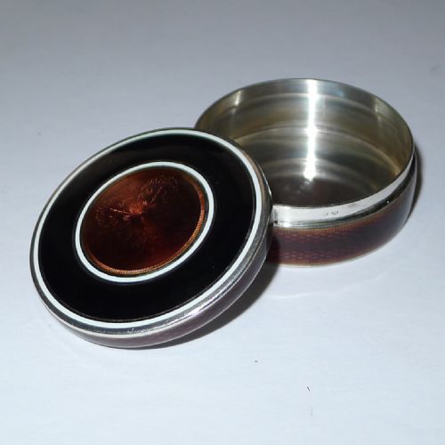 STUNNING FRENCH SILVER GUILLOCHE ENAMEL PILL BOX - ADDITIONAL PHOTO 8