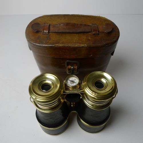 Rare Antique Triple Lens Binoculars with Compass