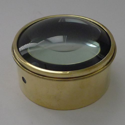 fig 1. Large English Antique Brass Desk Magnifying Glass / Paperweight c.1910