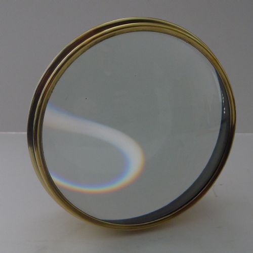 fig 1. Oversized English Antique Brass Desk Magnifying Glass / Paperweight c.1910