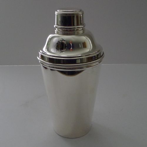 Large Silver Plated Cocktail Shaker with Integral Lemon Squeezer