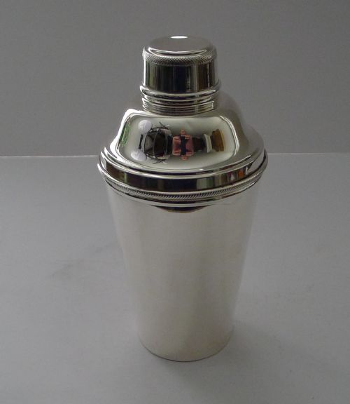 fig 1. Large Silver Plated Cocktail Shaker With Integral Lemon Squeezer