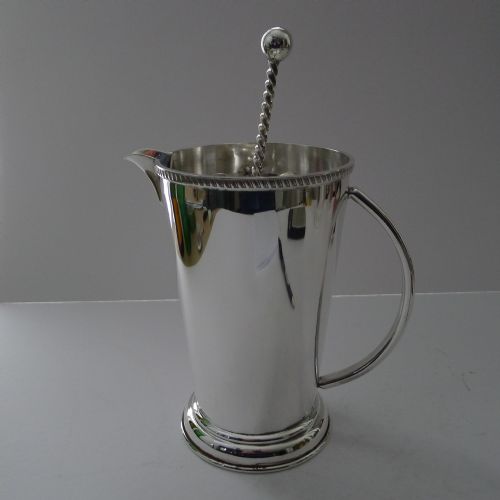 Art Deco Silver Plated Cocktail / Martini Jug and Spoon C.1940