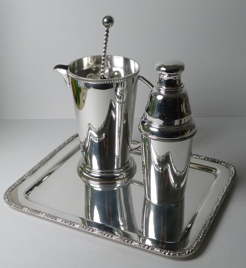 fig 1. Art Deco Silver Plated Cocktail / Martini Jug and Spoon c.1940