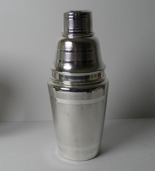 English Art Deco Engine Turned Cocktail Shaker C.1930
