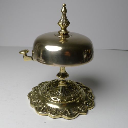 Antique English Polished Brass Counter / Desk Bell C.1890