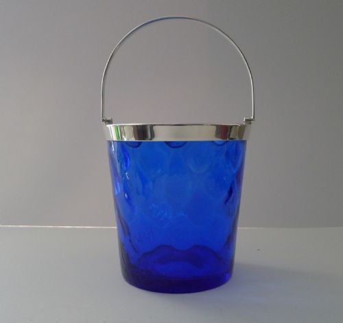 Vintage Bristol Blue Glass Ice Bucket C.1930