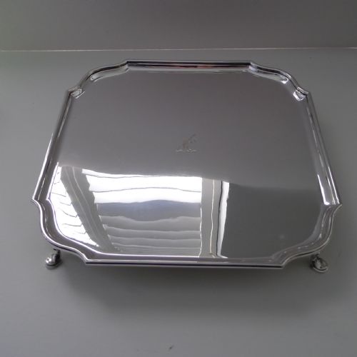 Grand Large Victorian Square Footed Salver / Tray C.1860