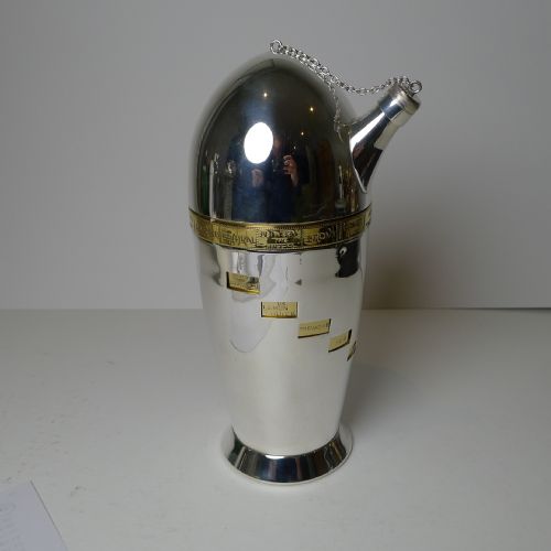 Rare Italian Silver & Gold Plated Bullet Recipe Cocktail Shaker C.1940