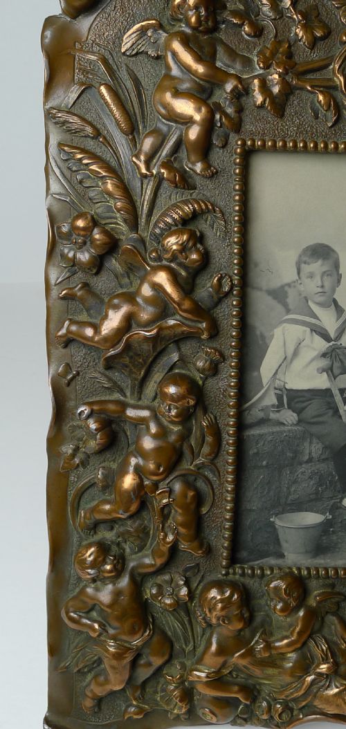 MAGNIFICENT LARGE ANTIQUE FRENCH PHOTOGRAPH PICTURE FRAME C1900 CHERUBS - ADDITIONAL PHOTO 5