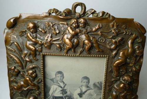 MAGNIFICENT LARGE ANTIQUE FRENCH PHOTOGRAPH PICTURE FRAME C1900 CHERUBS - ADDITIONAL PHOTO 6