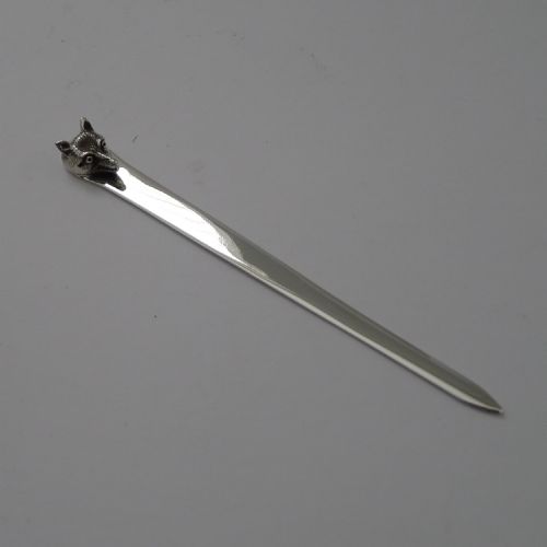 Asprey - Novelty Silver Fox Letter Opener - Chester 1928