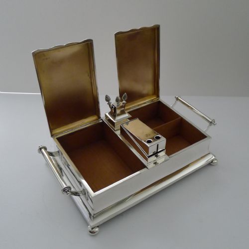 EXCEPTIONAL SILVER CIGAR BOX SMOKING COMPENDIUM BY MAPPIN WEBB - ADDITIONAL PHOTO 7