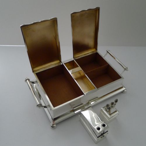 EXCEPTIONAL SILVER CIGAR BOX SMOKING COMPENDIUM BY MAPPIN WEBB - ADDITIONAL PHOTO 10