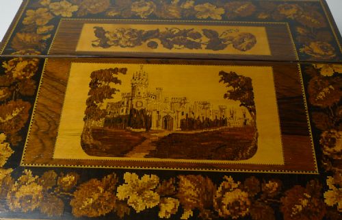 fig 2. Fine Tunbridge Ware Writing Box / Lap Desk - Eridge Castle c.1870
