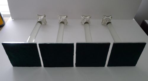 RARE SET FOUR SILVER PLATE GLASS COLUMN CANDLESTICKS C1860 - ADDITIONAL PHOTO 5