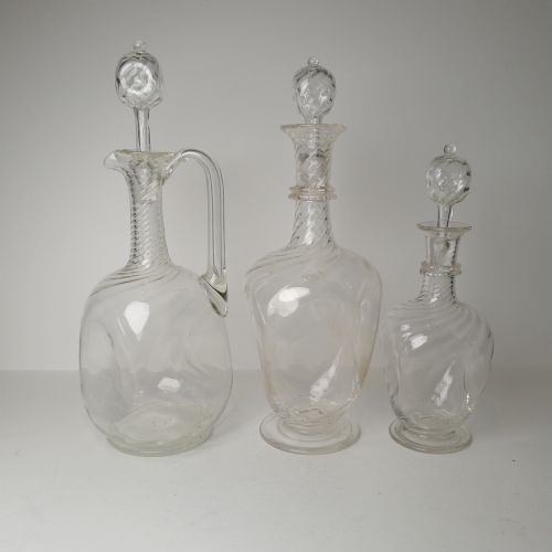 Set Three Venetian Glass Decanters / Claret Jug C.1950
