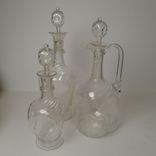 fig 1. Set Three Venetian Glass Decanters / Claret Jug c.1950