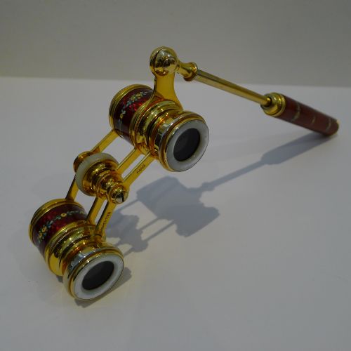 fig 1. Stunning Hand-Painted Guilloche Enamel Opera Glasses c.1920
