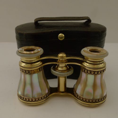 Fine Pair Cased French Mother of Pearl Opera Glasses