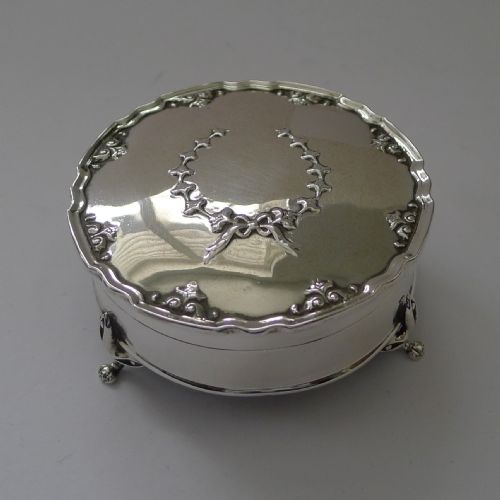 ANTIQUE ENGLISH STERLING SILVER JEWELLERY BOX 1918 - ADDITIONAL PHOTO 1