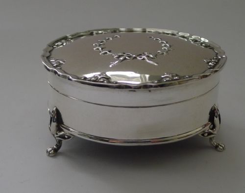ANTIQUE ENGLISH STERLING SILVER JEWELLERY BOX 1918 - ADDITIONAL PHOTO 2