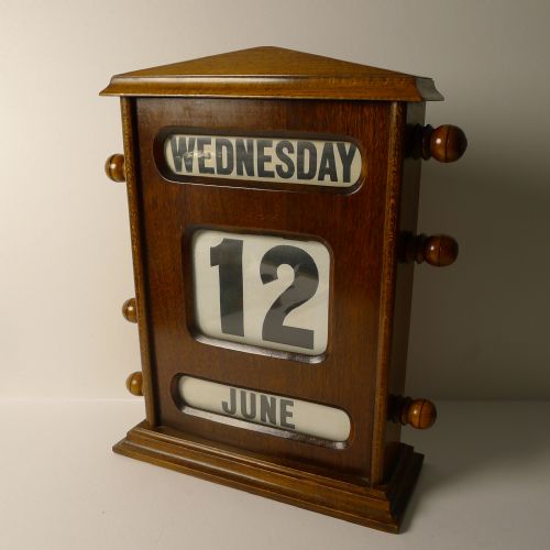 Large Antique English Mahogany Perpetual Desk Calendar C.1900