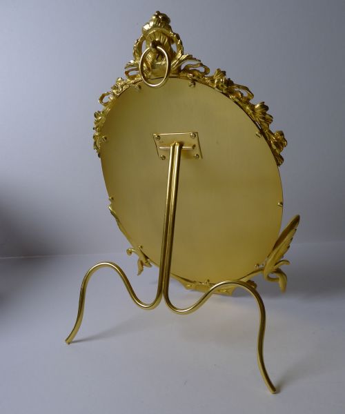 FINE ANTIQUE FRENCH GILDED BRONZE AND CHAMPLEVE ENAMEL PHOTOGRAPH FRAME C1890 CHERUBS - ADDITIONAL PHOTO 5