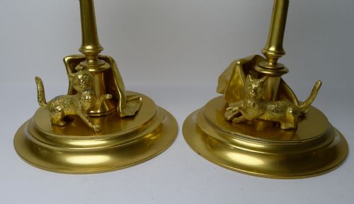 PLAYING CATS OR KITTENS GILDED BRONZE DESK SET C1890 - ADDITIONAL PHOTO 4