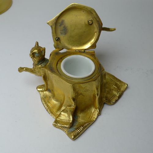 PLAYING CATS OR KITTENS GILDED BRONZE DESK SET C1890 - ADDITIONAL PHOTO 13
