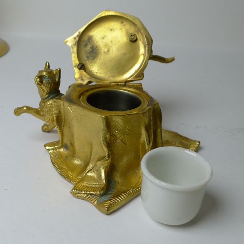 PLAYING CATS OR KITTENS GILDED BRONZE DESK SET C1890 - ADDITIONAL PHOTO 14