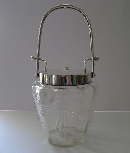 STRIKING AUTOMATED SILVER PLATED AND CUT GLASS BISCUIT BOX - ADDITIONAL PHOTO 1