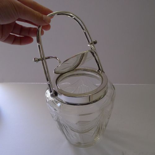 STRIKING AUTOMATED SILVER PLATED AND CUT GLASS BISCUIT BOX - ADDITIONAL PHOTO 5