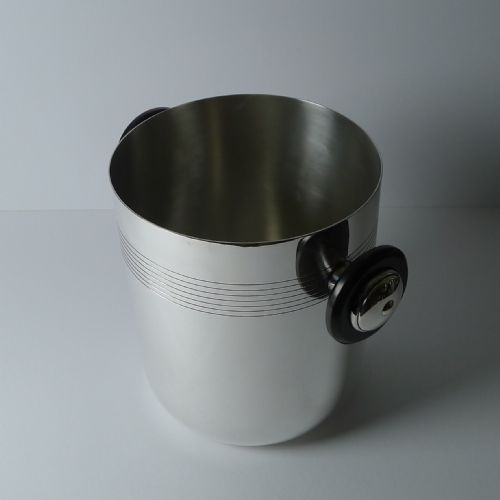 RARE FRENCH CHRISTOFLE ART DECO CHAMPAGNE BUCKET WINE COOLER C1940 - ADDITIONAL PHOTO 3