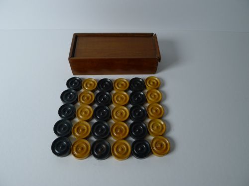 Small Set Antique Draughts / Checkers / Backgammon Counters