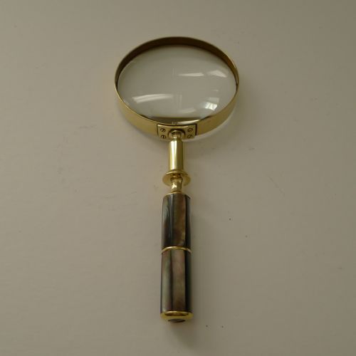Rare Antique Abalone Shell Handled Magnifying Glass C.1900
