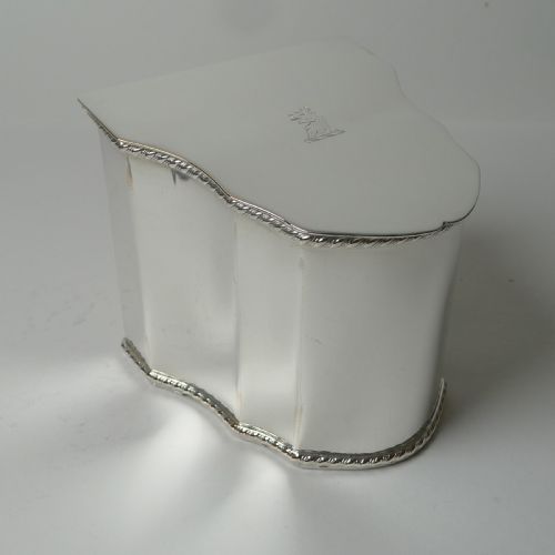 Antique English Silver Plated Tea Caddy - Knife Box Shape
