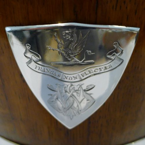 fig 1. Grand Antique English Oak & Silver Plate Champagne Bucket / Wine Cooler