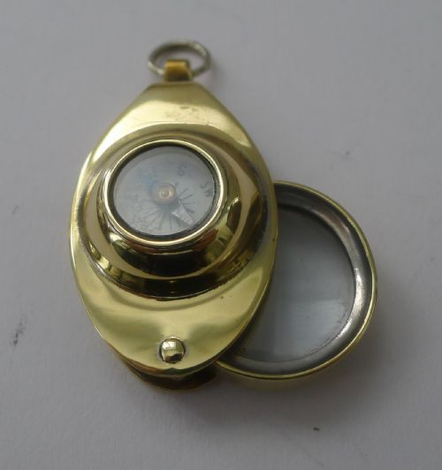 Antique English Pocket Magnifying Glass / Loop with Compass C.1910