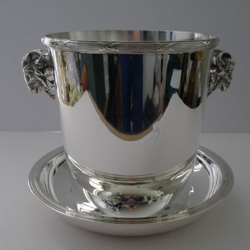 Christofle, Paris - Ram's Head Champagne Bucket and Drip Plate