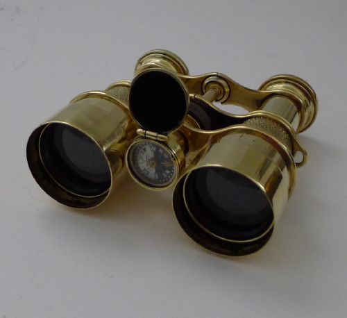 Antique English Field Glasses / Binoculars by Lawrence and Mayo - With Compass