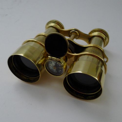 fig 2. Antique English Field Glasses / Binoculars by Lawrence and Mayo - With Compass