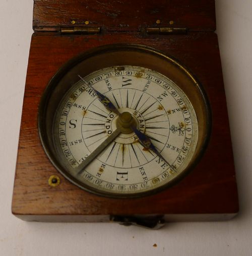 ANTIQUE ENGLISH MAHOGANY CASED COMPASS BY STANLEY LONDON - ADDITIONAL PHOTO 3