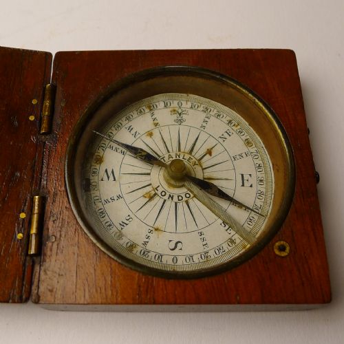 ANTIQUE ENGLISH MAHOGANY CASED COMPASS BY STANLEY LONDON - ADDITIONAL PHOTO 5
