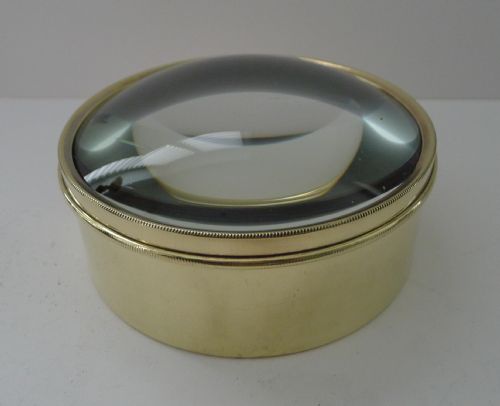 Oversized English Antique Brass Desk Magnifying Glass / Paperweight C.1910