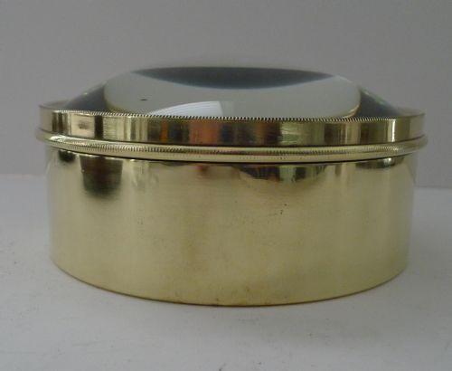 fig 1. Oversized English Antique Brass Desk Magnifying Glass / Paperweight c.1910
